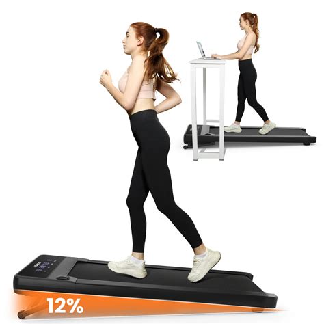 Uorkay Walking Pad with 12% Auto Incline, Incline Under Desk Treadmill