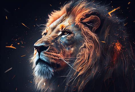 Premium AI Image | Lion drawing style Abstract painting wallpaper Lion ...