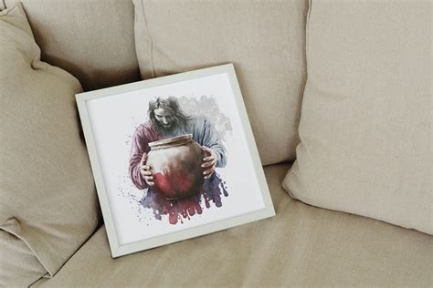 Jesus Turns Water Into Wine Boho Watercolor Painting Christ & Water ...