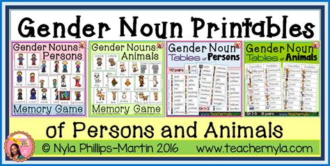 Gender Noun Printables Nyla S Crafty Teaching