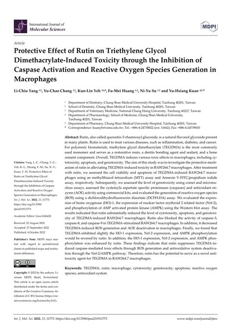 Pdf Protective Effect Of Rutin On Triethylene Glycol Dimethacrylate