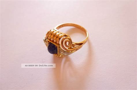 Sehr Exclusiver Prachtvoller Antiker Ring Gold 585 Geschwungen Saphir