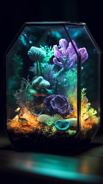 Premium AI Image | A fish tank with a coral reef inside