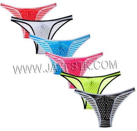 Update Men S Border Mesh Striped Briefs Spun Yarn Bikini Brief