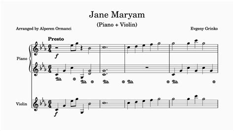 Jane Maryam Evgeny Grinko Sara Naeini Piano Violin Sheets YouTube