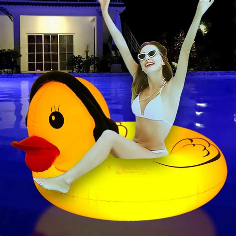 Amazon Inflatable Duck Pool Float With Colorful Lights Led Color