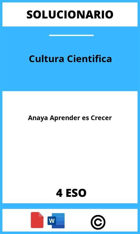 Solucionario Cultura Cientifica 4 ESO Anaya Aprender Es Crecer PDF