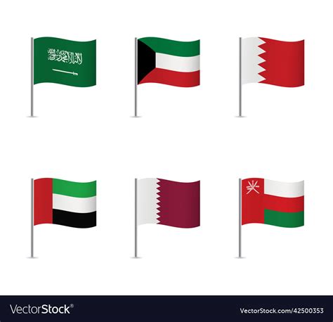 Gulf cooperation council countries flags on white Vector Image