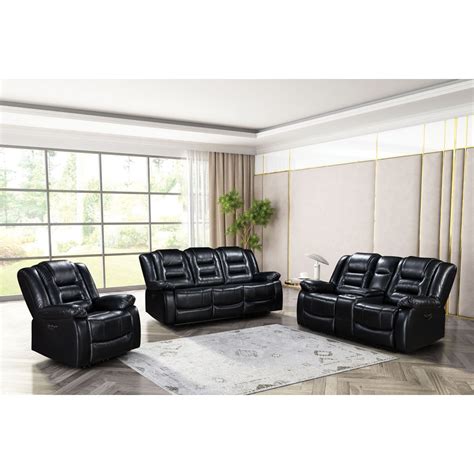 Nexus Black Leather Dual Power Reclining Sofa | Badcock Home Furniture ...