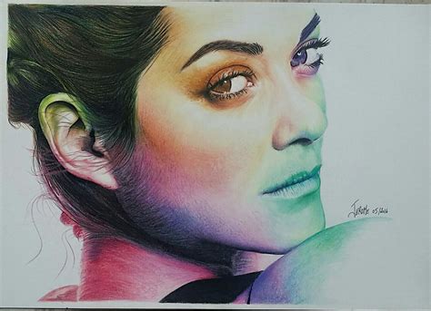 Marion Cotillard En Couleurs Polychromos Format A3 Marion Cotillard