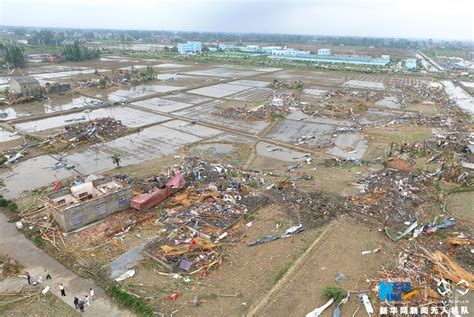 航拍：江苏盐城市龙卷风受灾现场 时政新闻 浙江在线