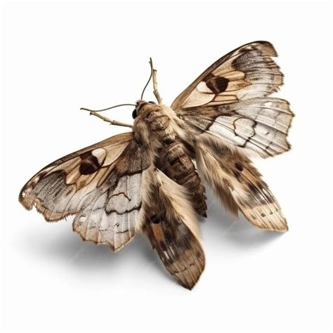 Premium Photo | A moth with a white background and the back of it.