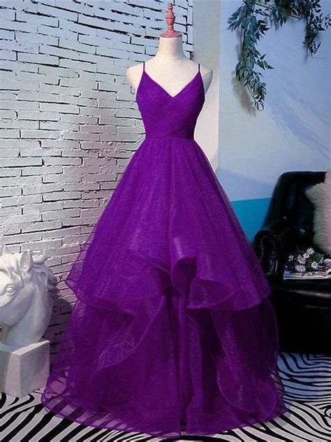 A Line V Neck Purple Prom Dress M2048 On Luulla