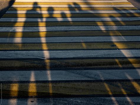 Shadows Of Passers By On The Pedestrian Crossing By Stocksy