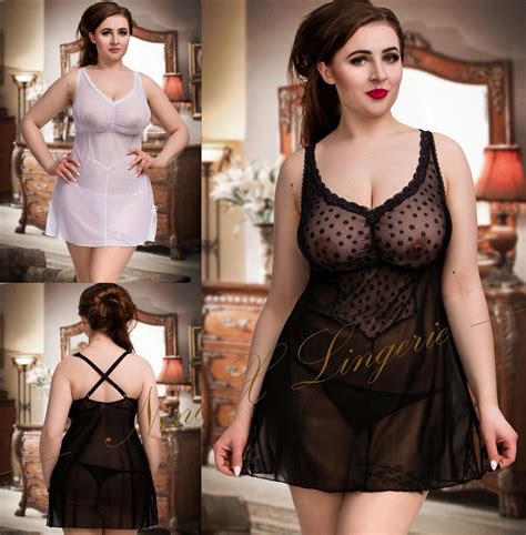 Nine X Sexy Mesh Plus Size Babydoll S 6XL 8 24 Lingerie Chemise Black