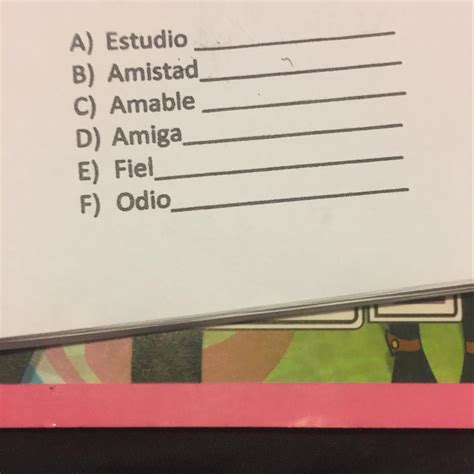 Escribe El Sufijo A Cada Palabra Estudio Amistad Amable Amiga Fiel Odio