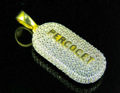 K Yellow Gold Over Ct Round Simulated Diamond Percocet Tablet