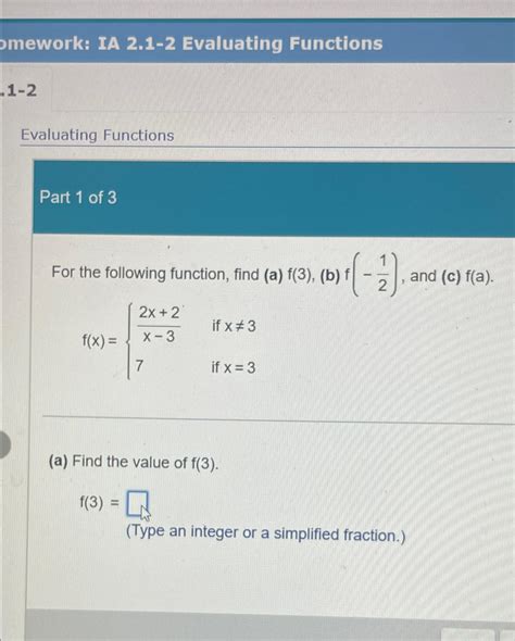 Solved Omework Ia 21 2 ﻿evaluating Functions1 2evaluating