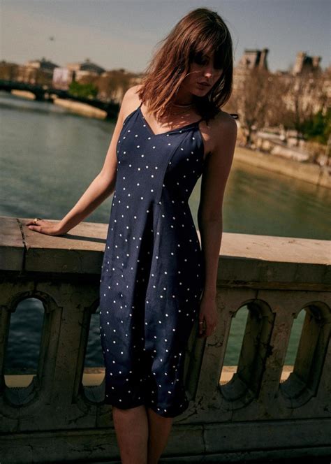 Valeria Dress Navy polka dots Viscose Sézane