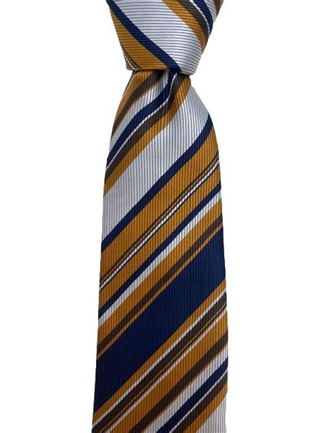 Bronze Navy Blue And Silver Striped Tie Gentlemanjoe