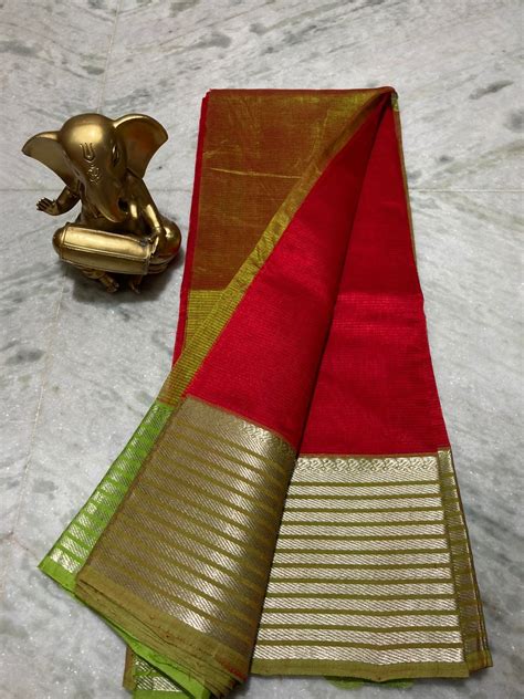 Mangalagiri Pure Pattu By Cotton 200k New Border Plain Pattu Sarees