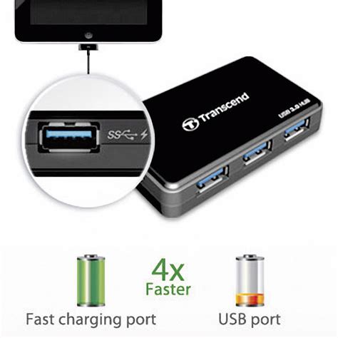 Transcend TS HUB3K 4 Ports USB 3 0 Hub Black Conrad