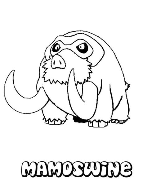 Fise de Colorat cu Mamoswine Pokemon Descărcați imprimați sau