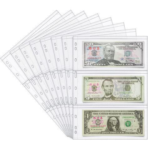 Buy 24 Sheets Currency Sleeves Page Paper Money Collection Supplies ...