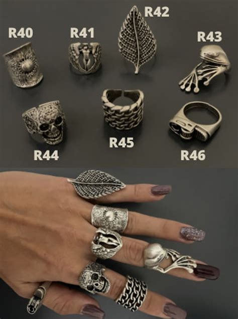 Boho Hippie Adjustable Rings Gothic Unisex Rings Silver Etsy