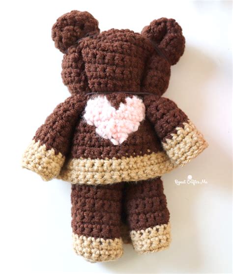 Crochet Teddy Bear Folded Lovey Blanket Repeat Crafter Me