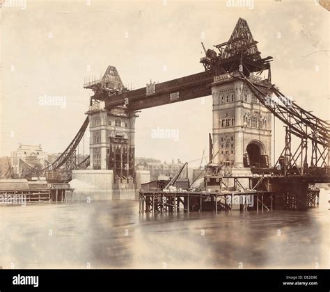 Tower Bridge under construction, London, c1893. Artist: Unknown Stock ...