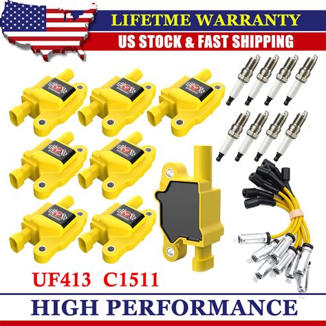 8 Pack Ignition Coil Spark Plug Wire Uf413 For Cadillac Chevy Silverado 1500 Gmc Ebay