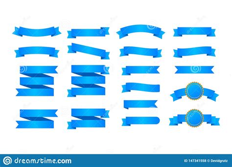 Banderas De Las Cintas Azules Sistema De Cintas Ilustraci N N Del