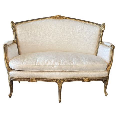 French Louis Xvi Style Giltwood Antique Settee Sofa Canape C 1900 At