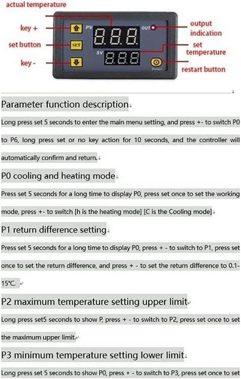 LCD Digital Thermostat Temperature Controller Meter Regulator W3230 DC