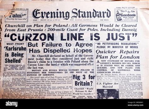 Curzon Line Is Just 25 January1945 Evening Standard Ww2 British