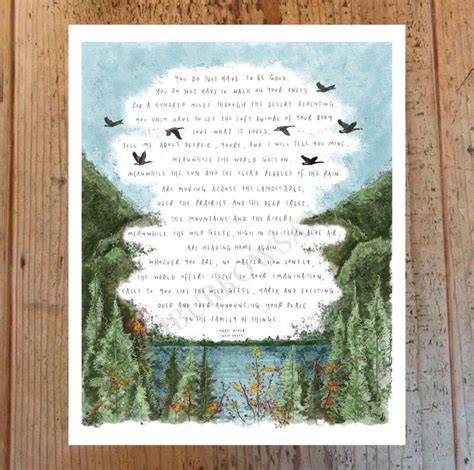 Wild Geese By Mary Oliver Poem Art Print Poster Drawing Etsy