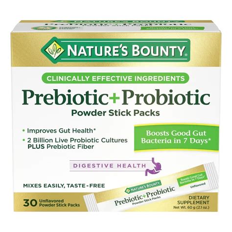 Natures Bounty Prebiotic Probiotic Powder Stick Packs Digestive