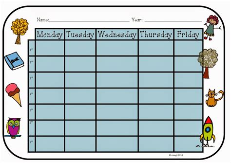 Printable Timetables For Kids