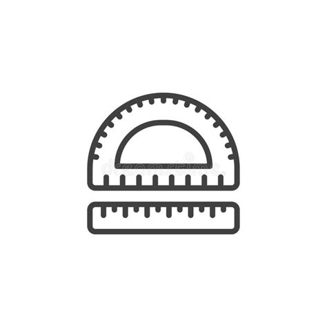 Ruler And Protractor Line Icon Stock Illustration Illustration Of