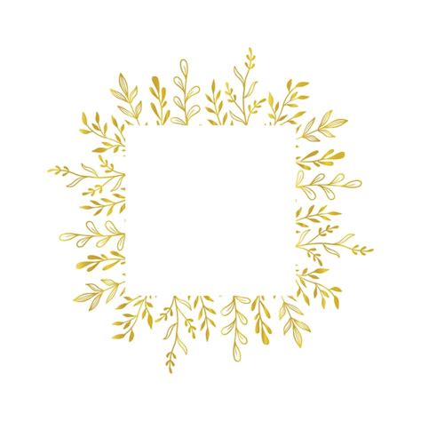 Premium Vector | Gold floral square border vector golden floral leaf ...