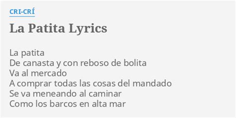 "LA PATITA" LYRICS by CRI-CRÍ: La patita De canasta...