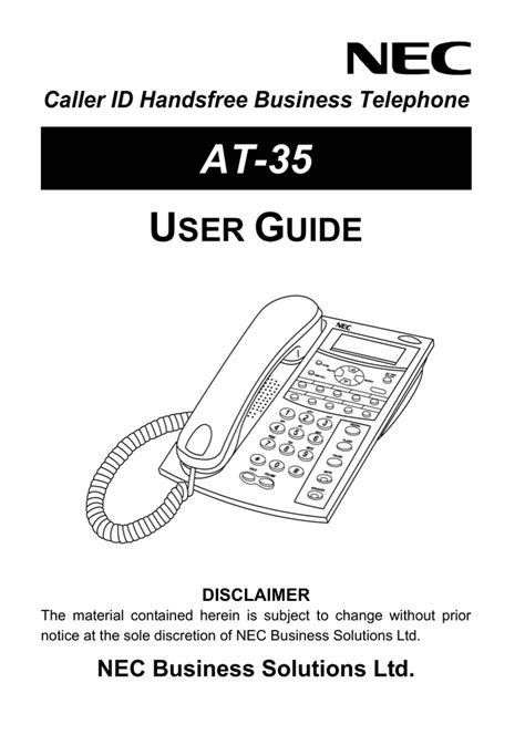 Nec Phone Manual User Guides