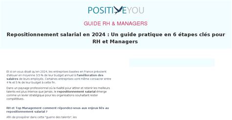 Repositionnement Salarial Un Guide Pratique En Tapes Cl S Pour Rh