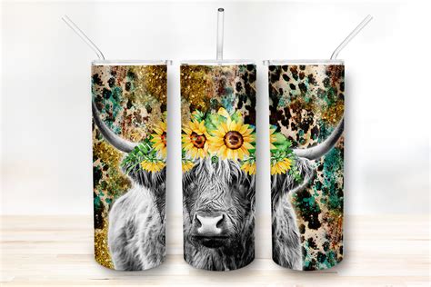 Highland Cow Tumbler Wrap PNG Graphic By SevenFive Creative Fabrica