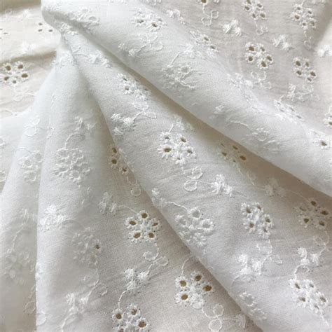 Vintage Eyelet Lace Fabric Off White Cotton Scalloped Fabric Etsy