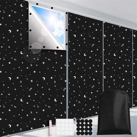 Shatex 157 X 57 100 Blackout Window Shades Fabric Portable Temporary Blindshades Moon And