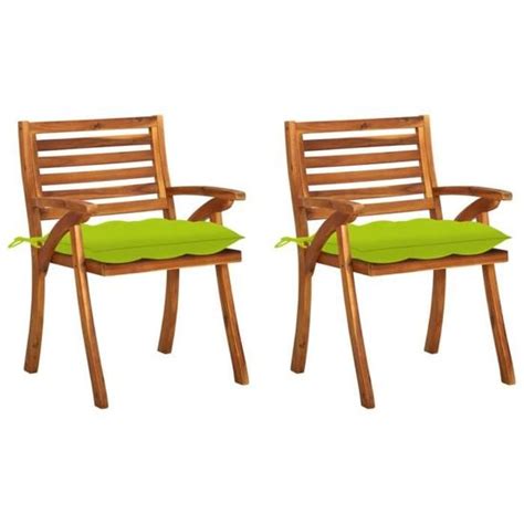 MAD Chaises à dîner de jardin avec coussins 2 pcs Acacia massif M4557