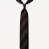 Classic Stripe Fold Grenadine Tie Navy Brown Viola Milano