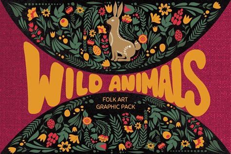 Wild Animals folk art set | Folk art, Animals wild, Folk